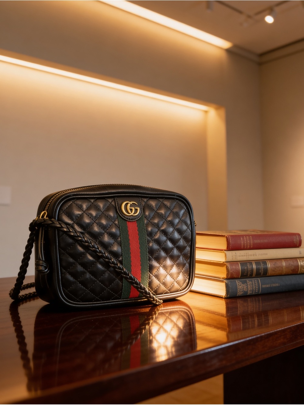 Gucci GG  Marmot Trapuntata Camera Bag Quilted Leather Mini 536441 Authentic